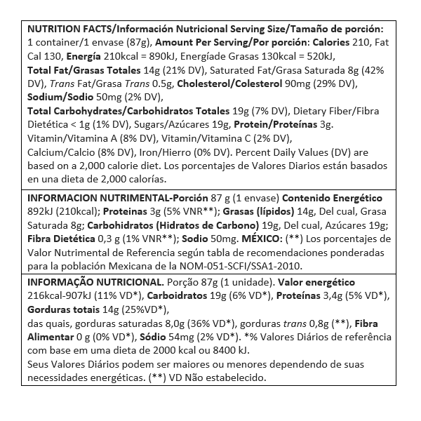 strawberry minicup nutrition